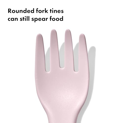 OXO Tot Plastic Fork and Spoon Set Opal and Blossom