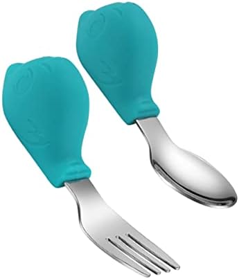 COLLBATH Baby Fork and Spoon Set with Handle 1