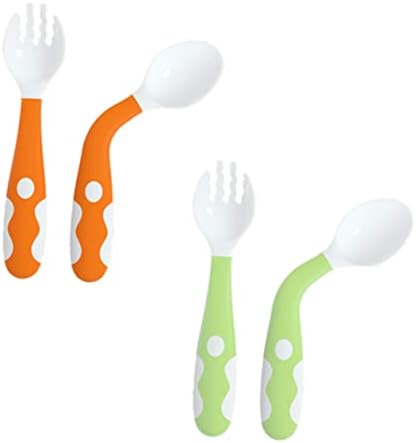 Hoement 4 Pcs Bending Cutlery Set for Baby
