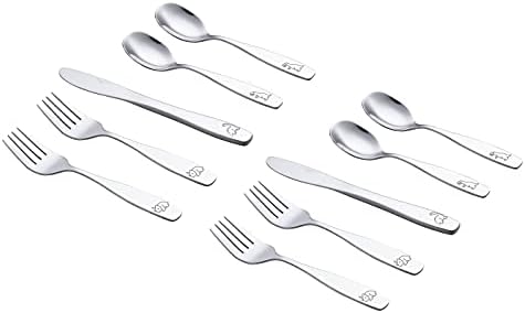 ANNOVA Kids Flatware Set - 10 Piece Dino Themed Stainless Steel