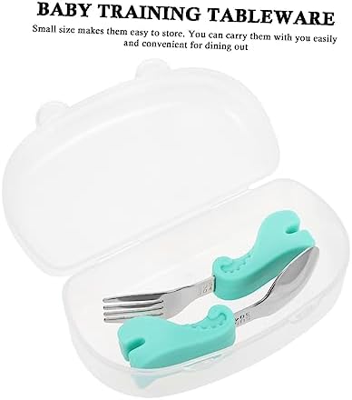 ORFOFE Stainless Steel Fork and Spoon Set for Baby Self Feeding