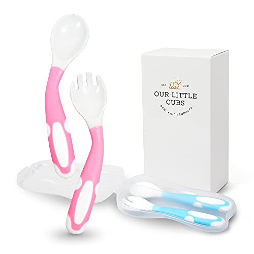 Bendable Baby Toddler Fork Spoon Set 2 Sets BluePink