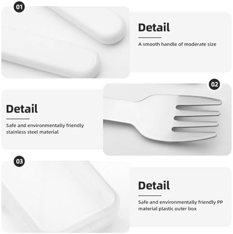 Cute White Rabbit Print Flatware Set with Travel Case