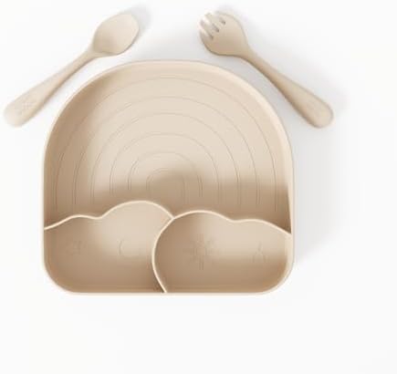 Muqee Peeko Silicone Feeding Set - 3 Piece BLW Baby Plates Utensils