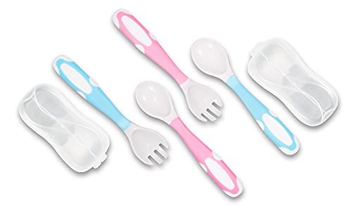 Bendable Baby Toddler Fork Spoon Set 2 Sets BluePink