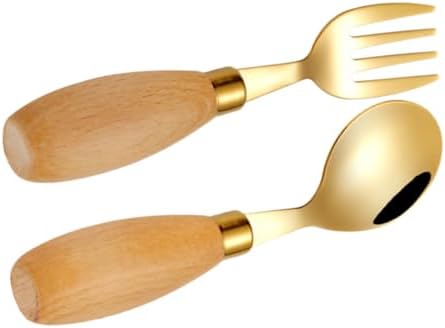 Unomor 4-Piece Curved Spoon Fork Set for Kids