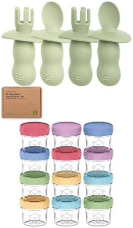 KeaBabies 4-Pack Silicone Baby Utensils 12-Pack Food Containers