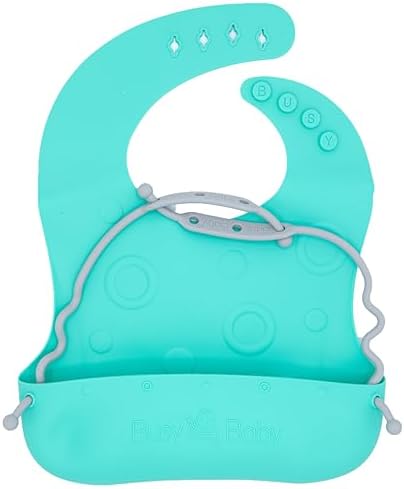 Busy Baby Bungee Bib Adjustable Silicone Bib with Tether Pocket