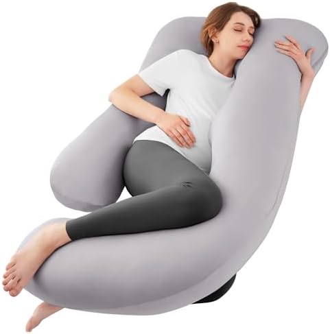 Sasttie U Shaped Pregnancy Pillow with Cooling Cover