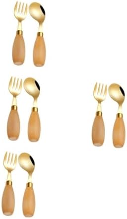 Unomor 4-Piece Curved Spoon Fork Set for Kids
