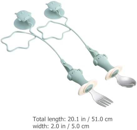 GRIRIW Training Spoon Fork Set with Anti Drop Chain Suction Design
