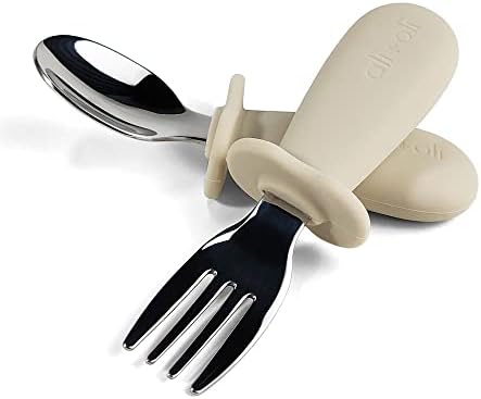 AliOli Toddler Spoon Fork Learning Set Khaki 6m