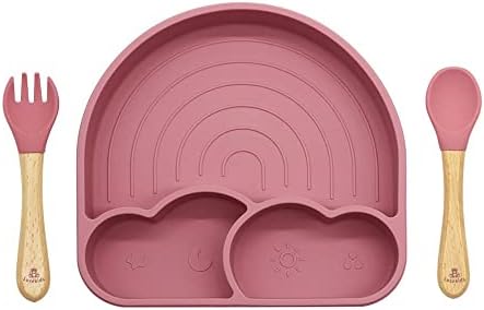 Silicone Toddler Feeding Set - 6 Pieces Dark Pink