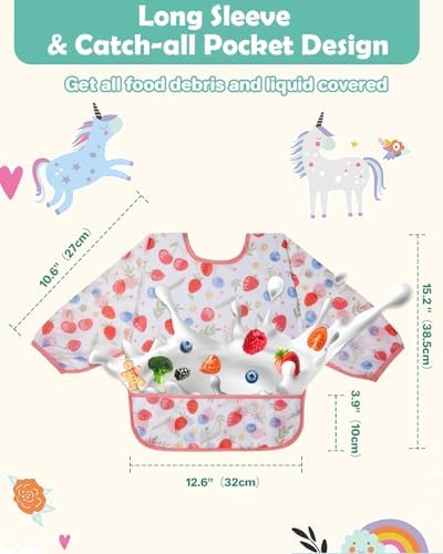 Lictin 5 Pack Long Sleeve Waterproof Baby Bibs 1