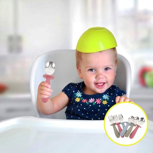 6Pcs 304 Stainless Steel Tableware Set with Handles for Easy Mealtime