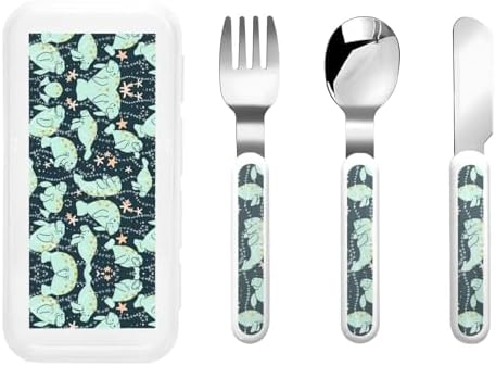 Manatee Animals Calf Print Flatware Set with Travel Case