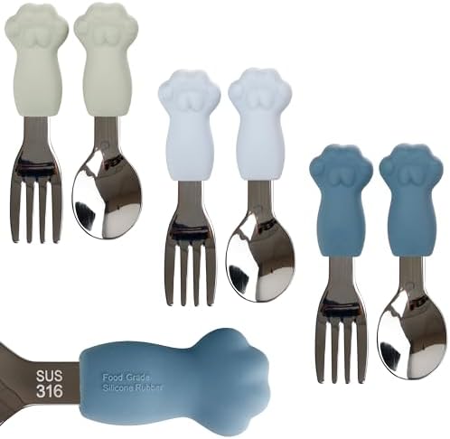 Cat Paw Toddler Cutlery Set 6 Pieces BPA-Free Dishwasher Safe