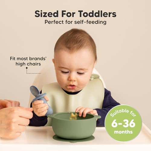 KeaBabies 4-Pack Silicone Feeding Set with 2-Pack Suction Bowls