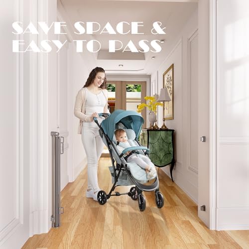 Babepai Retractable Baby Gate - 55 Wide x 38 Tall Gray 1