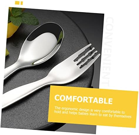 ORFOFE 2PCS Stainless Steel Spoon and Fork Set for Little Hands