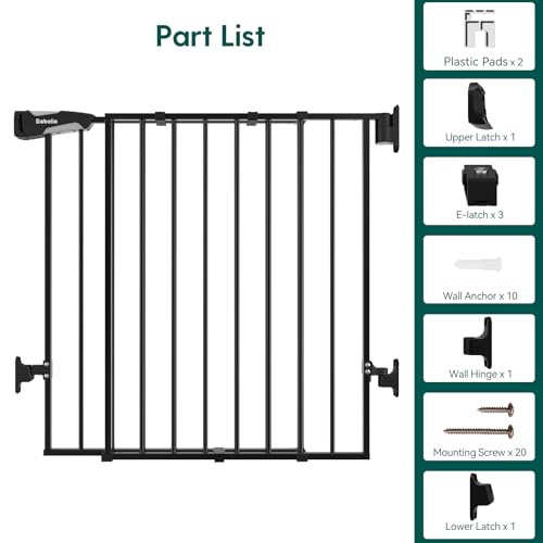 Babelio 26-43 No Bottom Bar Baby Gate - Black