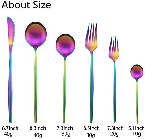 JASHII 36 Piece Matte Rainbow Flatware Set 1