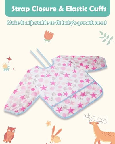 Lictin 5 Pack Long Sleeve Waterproof Baby Bibs 1