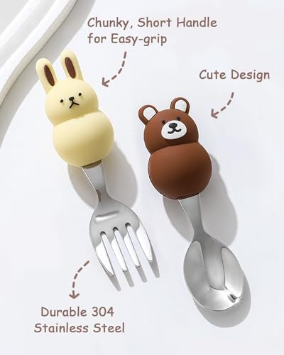 Toddler Utensils Set 1810 Stainless Steel with Case Bear Rabbit