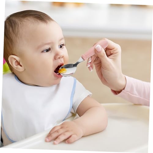 Unomor Kids Flatware Set Plastic Handle Stainless Steel Utensils Spoons Forks