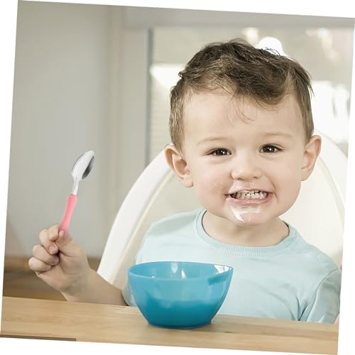 4pcs Cartoon Fork Spoon Set with Silicone Handles for Baby