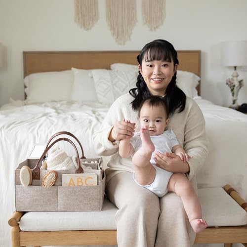 Lily Miles Baby Diaper Caddy Organizer - Neutral Large Sand