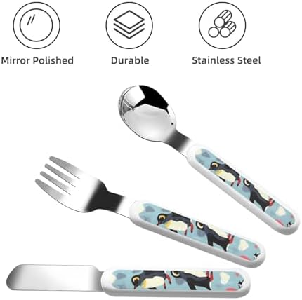 I Love Penguins Print Utensils Set with Travel Case 1