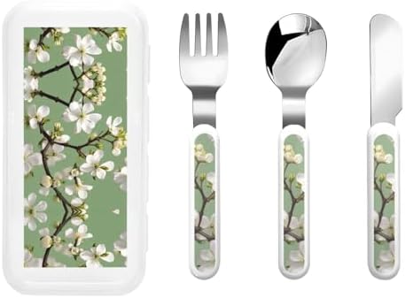 Dogwood Blossoms Print Utensil Set with Travel Case