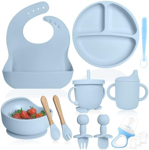 Bluet B Silicone Baby Feeding Set - 11pcs Blue