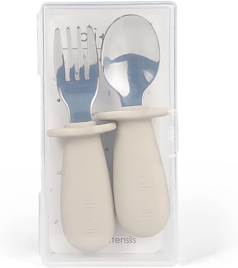 AliOli Toddler Spoon Fork Learning Set Khaki 6m