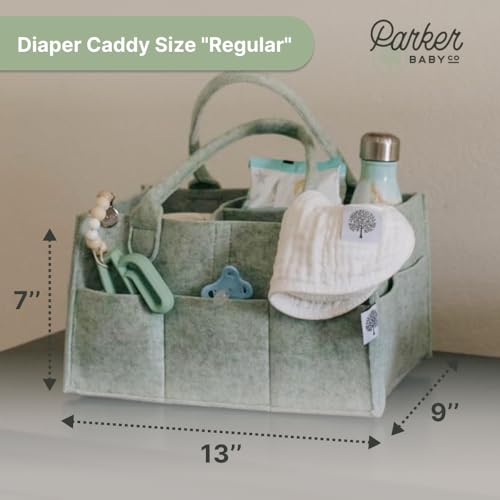 Parker Baby Diaper Caddy - Nursery Car Organizer Sage Green 1