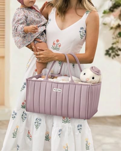 Blissful Diary Baby Diaper Caddy Organizer Mauve Pink