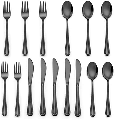 LIANYU 15-Piece Black Kids Silverware Set