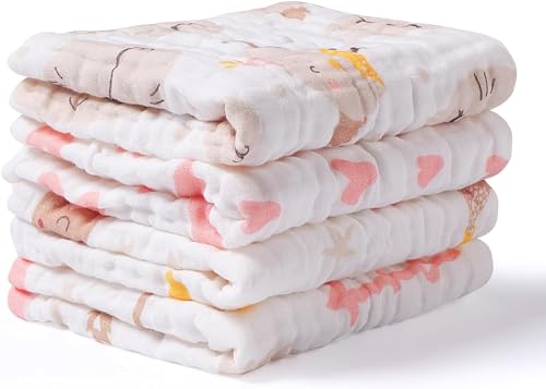 Softan Baby Muslin Burp Cloths 4 Pack Unicorn Star