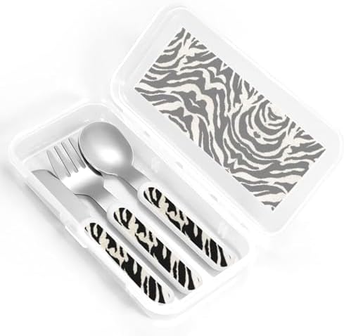 Zebra Animal Print Stainless Steel Utensils Set with Travel Case