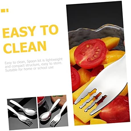 2PCS Stainless Steel Training Fork and Spoon Set for Babies