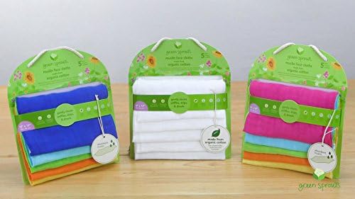 Green Sprouts Organic Cotton Muslin Face Cloths 5-Pack White Set