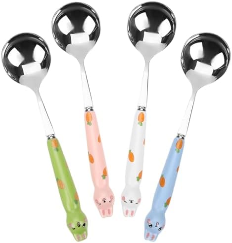 Abaodam 4Pcs Cartoon Bunny Dessert Spoon Set