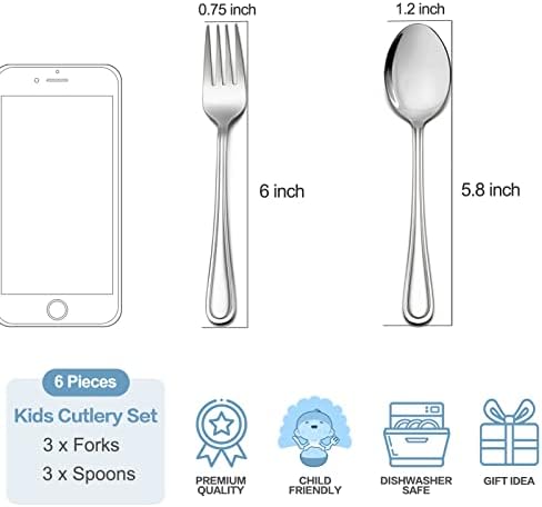 TeamFar Toddler Flatware Set 3 Forks 3 Spoons