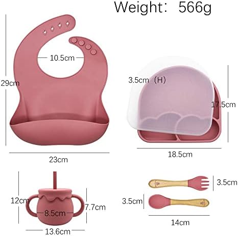 Silicone Toddler Feeding Set - 6 Pieces Dark Pink