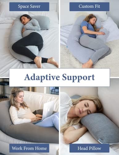 Pharmedoc Pregnancy Pillow - U Shape Full Body Support - Cool Cover - Dark Grey