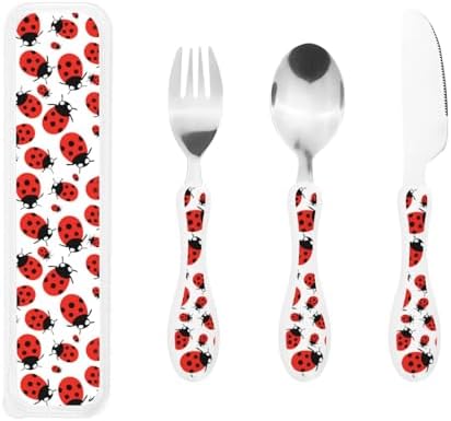 Cartoon Red Ladybug Cutlery Set with Storage Case