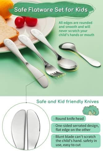 EIUBUIE Toddler Silverware Set 4pcs Durable 1810 Stainless Steel