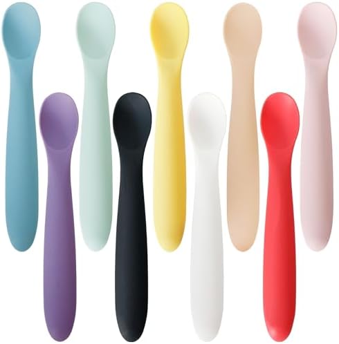 Youngever 9 Pack Silicone Baby Spoons 1