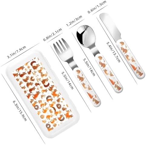 Cute Squirrels Print Stainless Steel Utensils Set with Travel Case